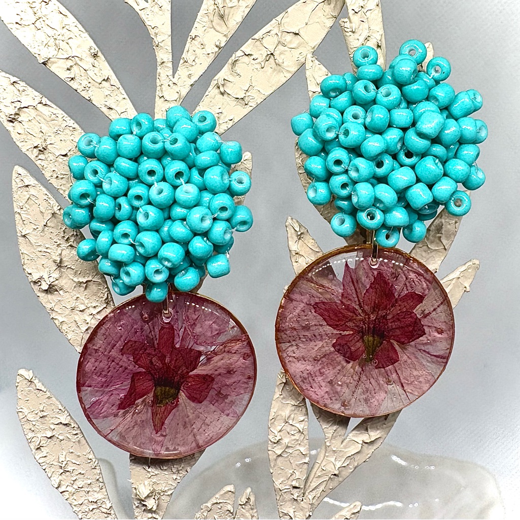 Turquoise Sakura Bloom Earrings